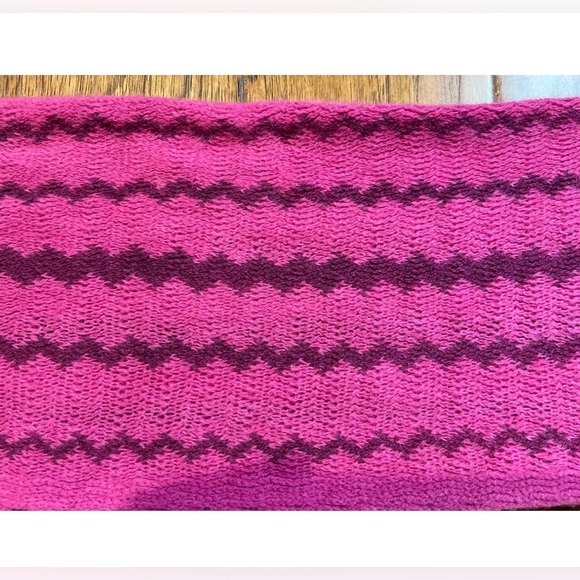 KIMBERLY C Girls / Kids Pink Zig-Zag Pattern Scarf 29.5 In NWT CUTE! Knit Fringe - Picture 5 of 10